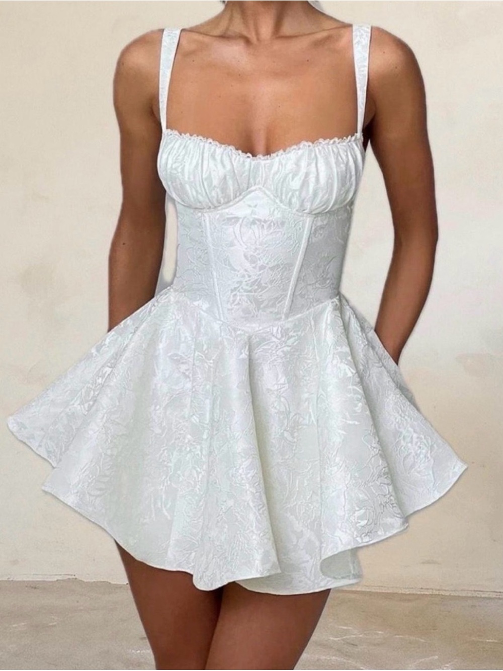 Babyboo Emelie Playsuit Jacquard Bow Mini, romantic bachelorette skirted romper